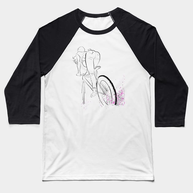 Bicycle rider girl watercolor pencil art, girl on bike, watercolor fashion art, bicycle art Baseball T-Shirt by PrimeStore